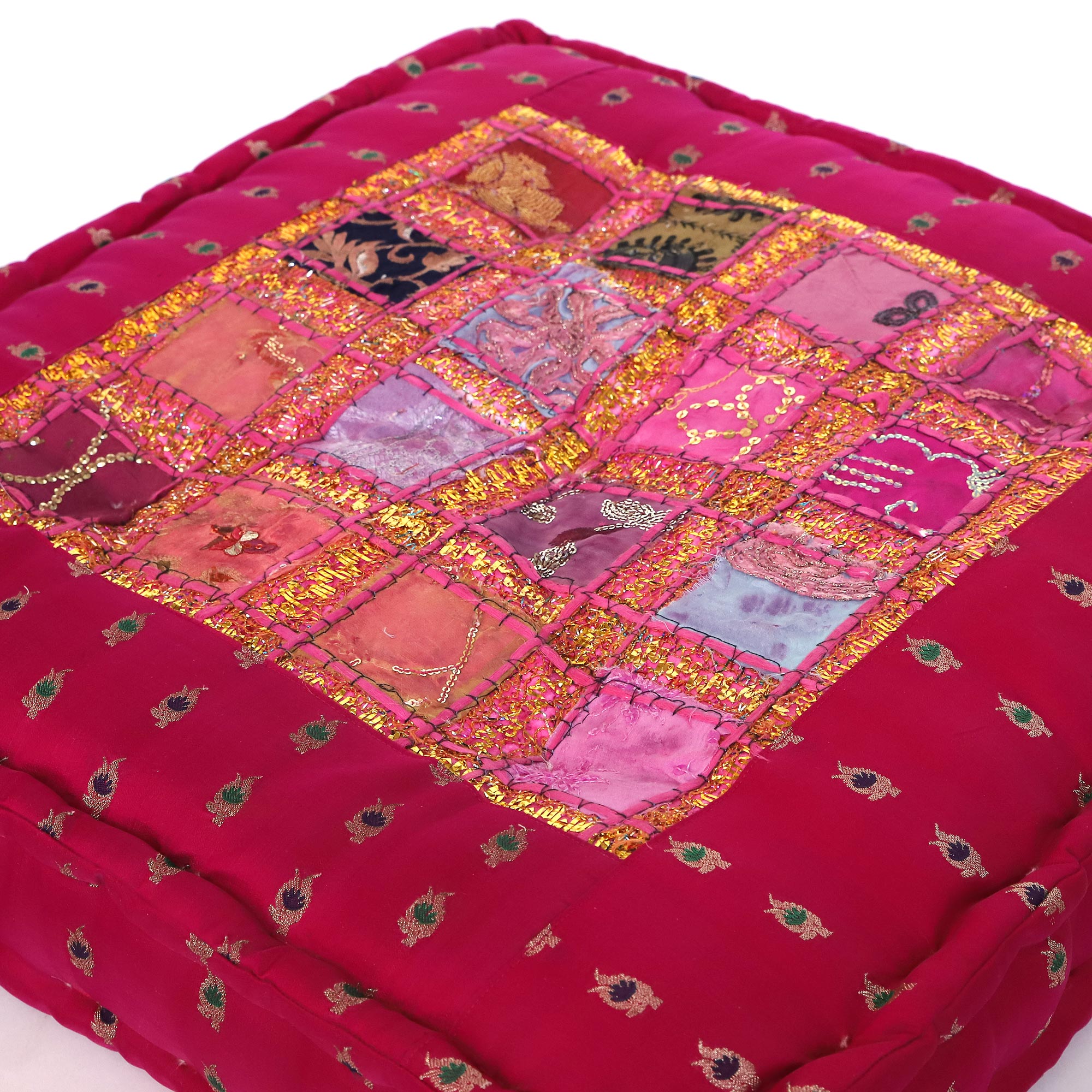 Sitzkissen 'Sari', Rot- bis Lilatöne, B 50 cm, L 50 cm, H 10 cm von fischer's lagerhaus