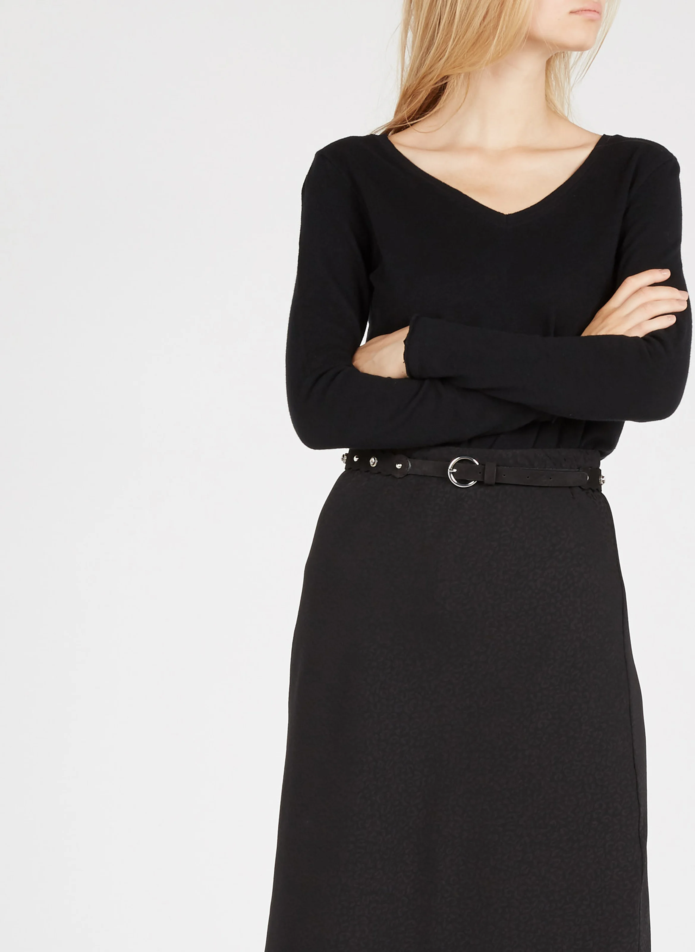 SONOMA - Tee-shirt col V en coton | Noir