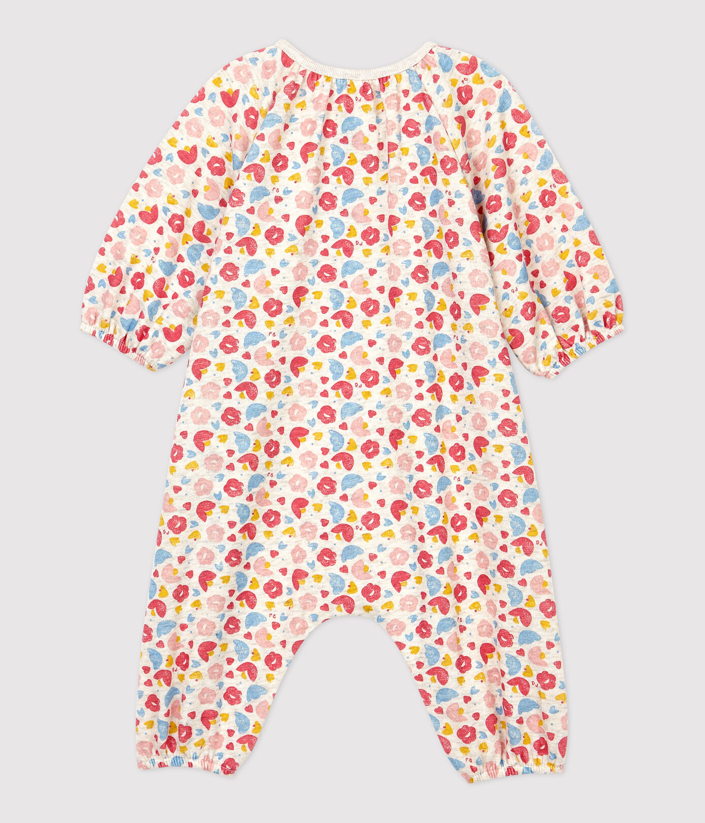 Combinaison longue imprimé fleurs bébé en laine et coton biologique