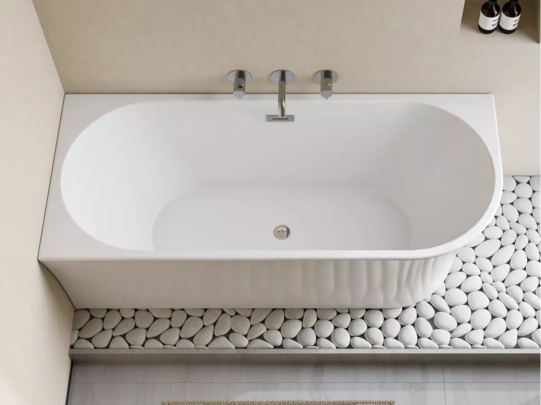 Baignoire d'angle - 228 L - 170 x 75 x 59 cm - Blanche - Acrylique - Angle gauche - PONTICOLA