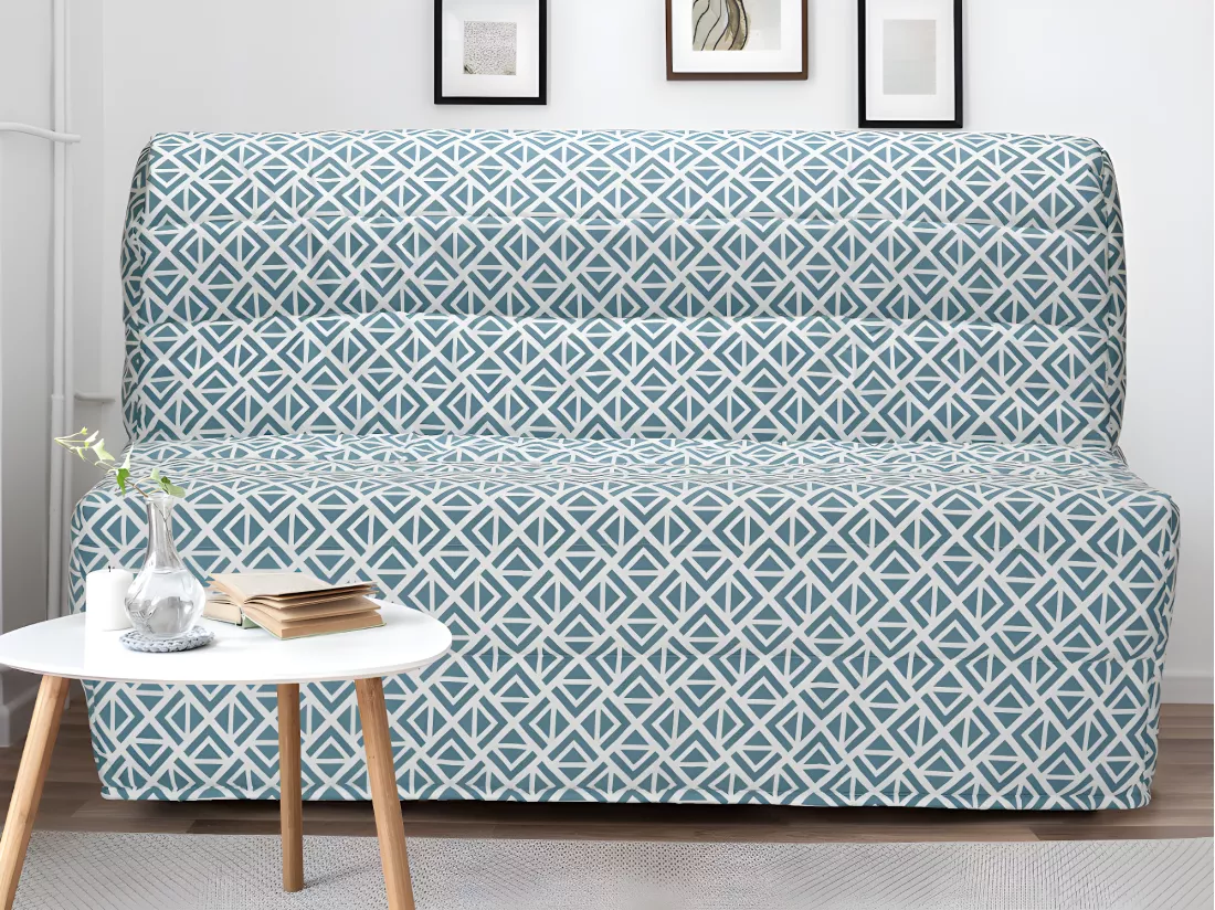 Canapé convertible BZ 100% coton bleu ciel imprimé graphique - COWBOY III