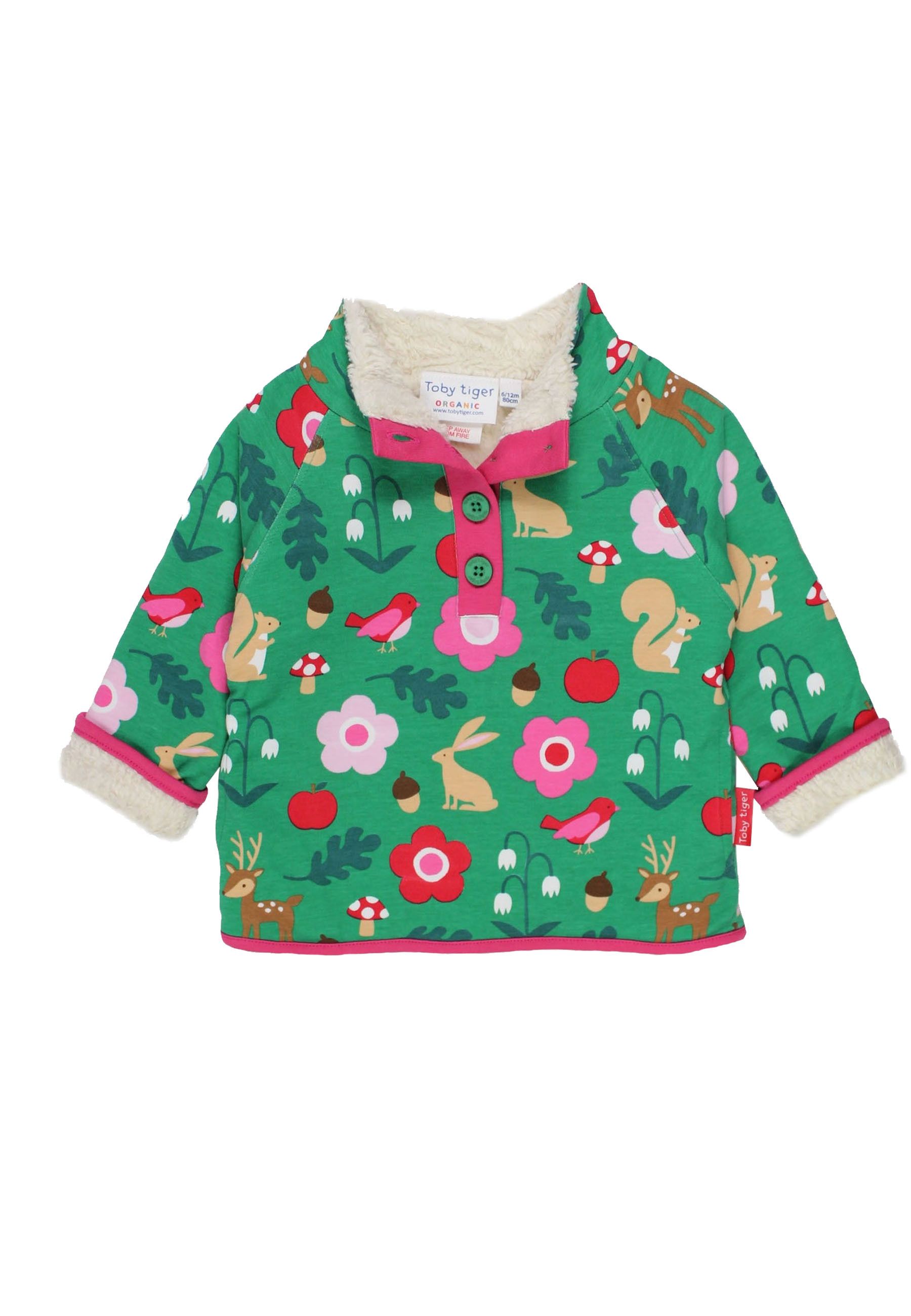 Toby Tiger Sweatshirt mit Fleece Futter, Wald Print