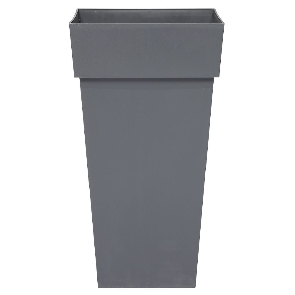 Pot carré Toscane plastique gris anthracite XXL 50L 43,3x43,3xH80cm