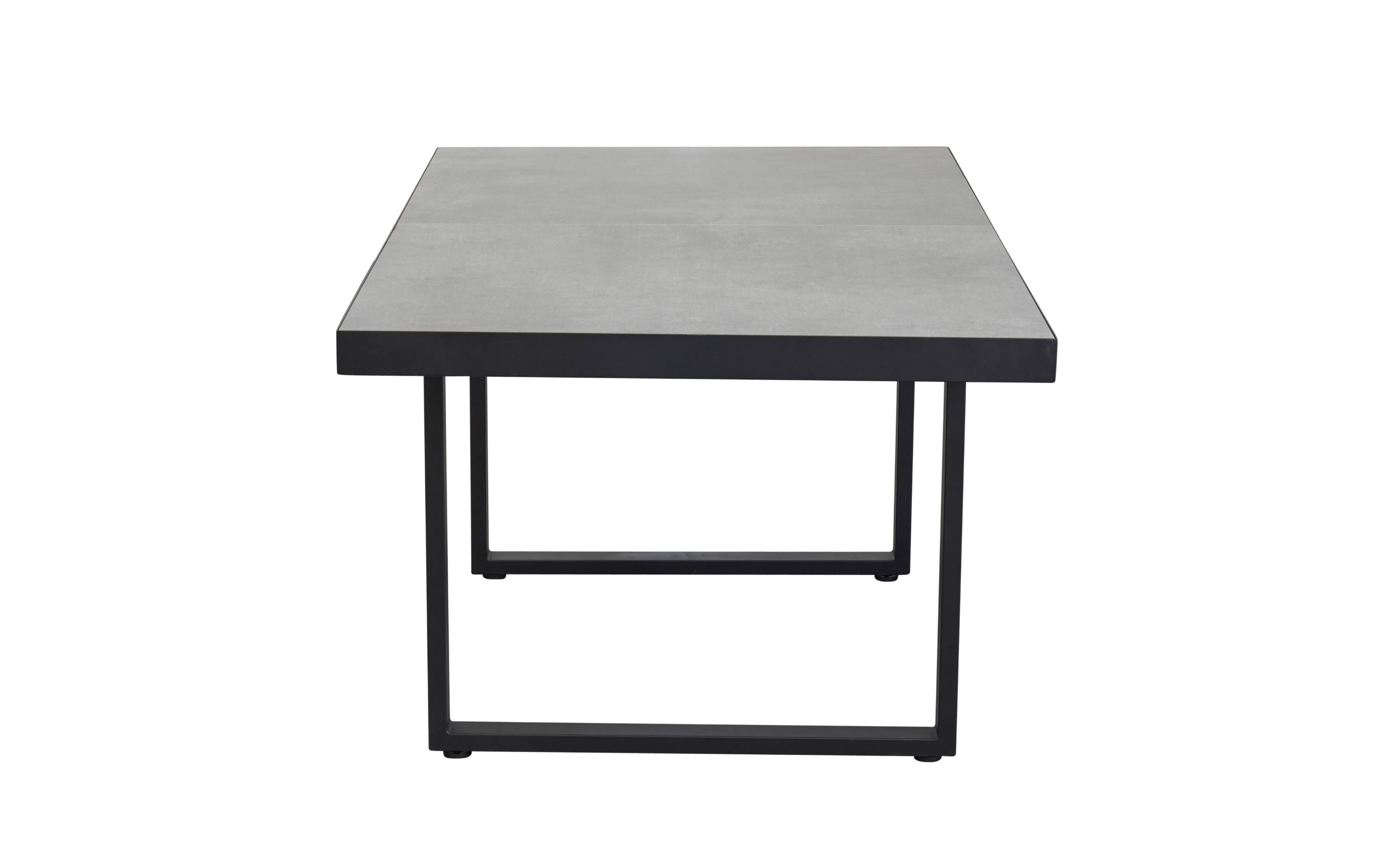 Diningtisch Sondrino, Aluminiumgestell in schwarz, Tischplatte betonfarbend