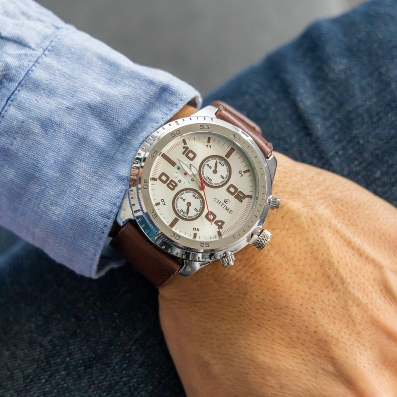 Montre Homme CHTIME bracelet Cuir Marron