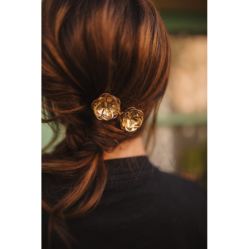 maxi barrette fleurs doré à l'or fin - AGLAÉ