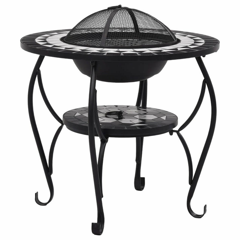 Table de foyer mosaïque noir et blanc 68 cm céramique
