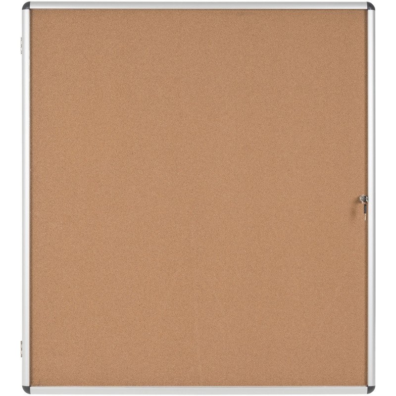 Vitrine intérieure fond liège porte battante cadre aluminium Bi-Office Enclore - 20 feuilles