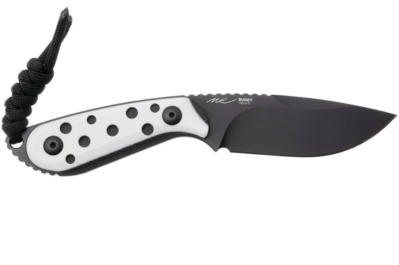 Kizer Buddy 1081A3 Black Nitro-V, White G10, vaststaand mes, Maksim Epifantsev design