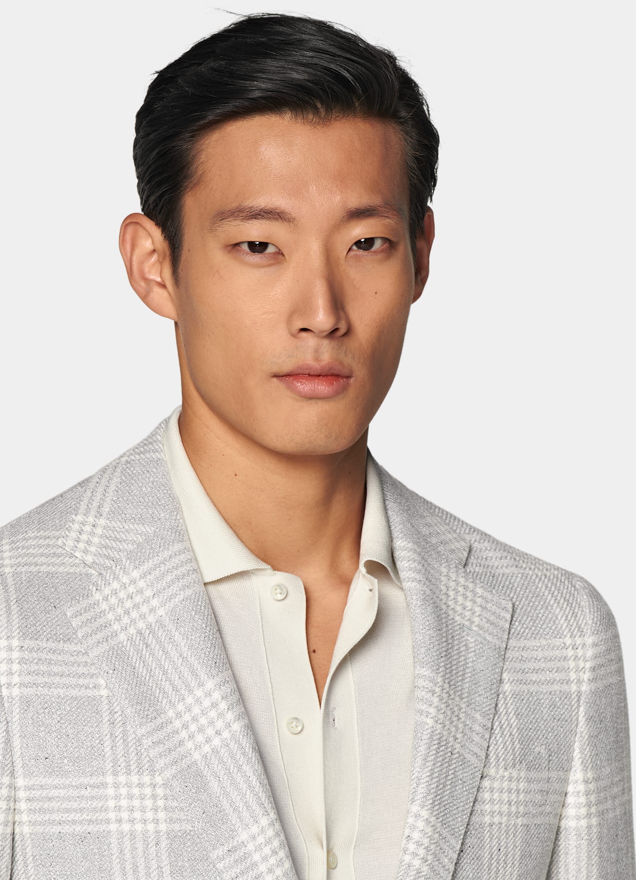 Blazer Havana coupe Tailored gris clair à carreaux