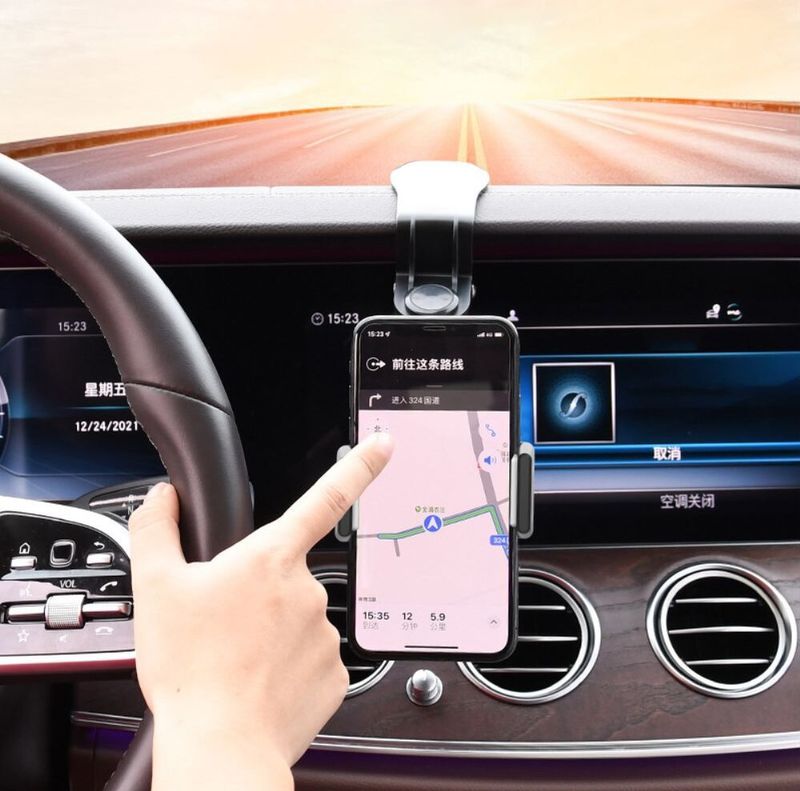 Universele Telefoonhouder - Zwart - Voor Zonneklep Dashboard Stuur Spiegel