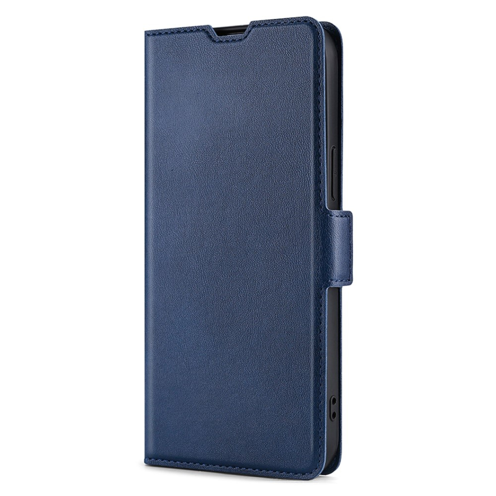 Samsung Galaxy S21 FE 5G Leder Tasche Flip Cover Litchi Look mit Kartenfach - Dunkelblau