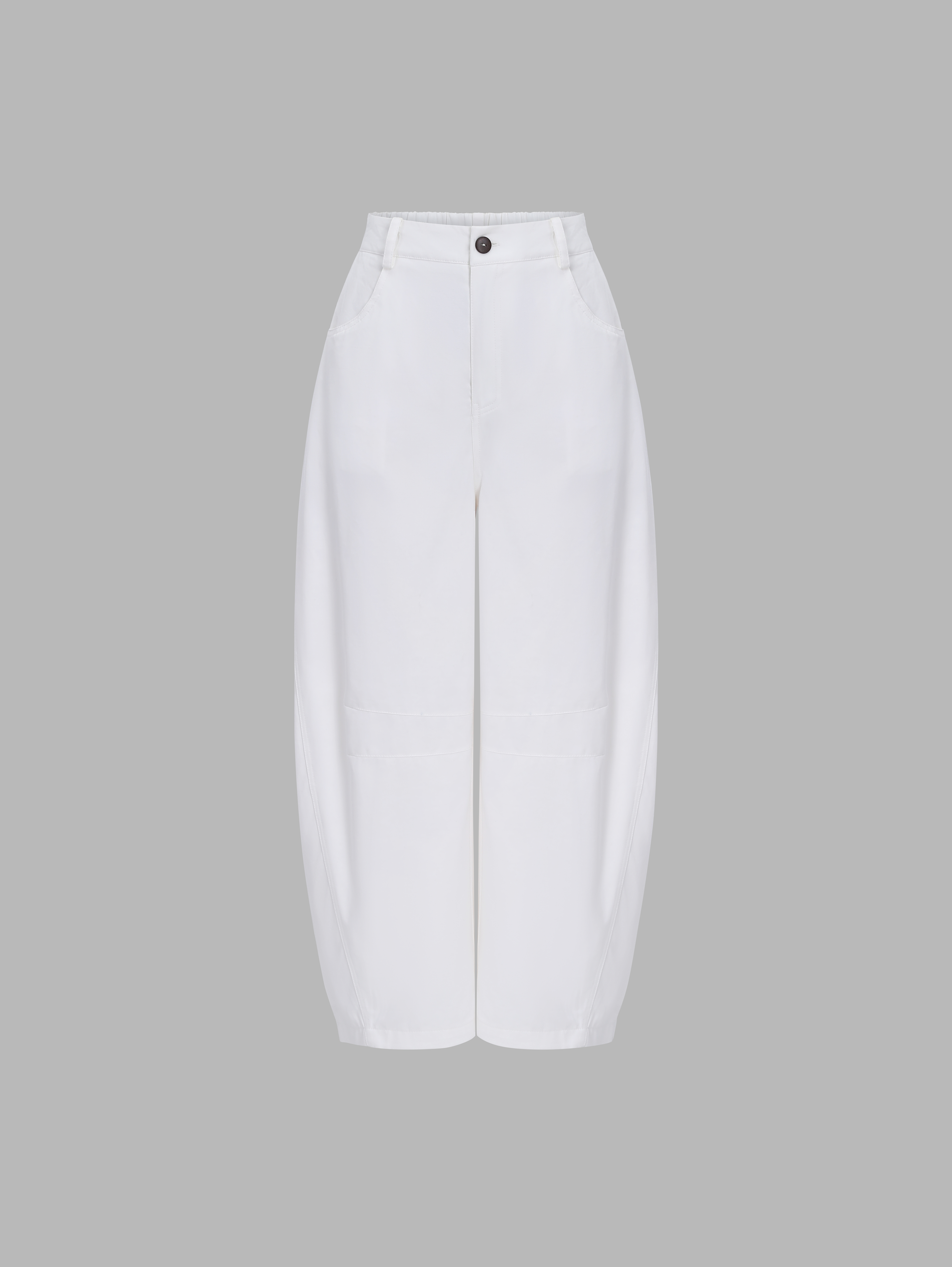 Pantalon en pur coton à jambes larges tissé blanc