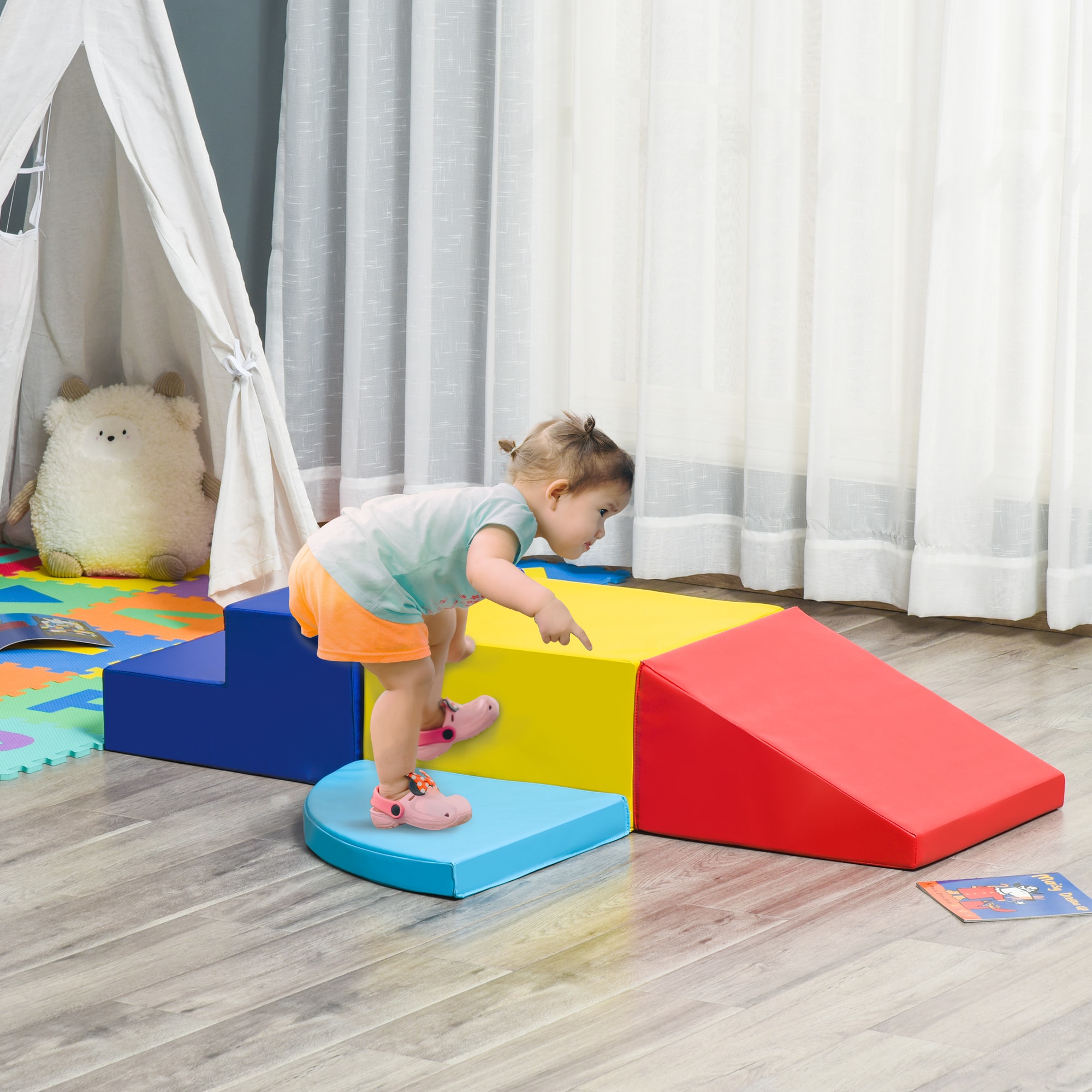 HOMCOM Softbausteine Bausteine 4 TLG Schaumstoffbausteine bunt 45 x 45 x 25 cm (LxBxH)