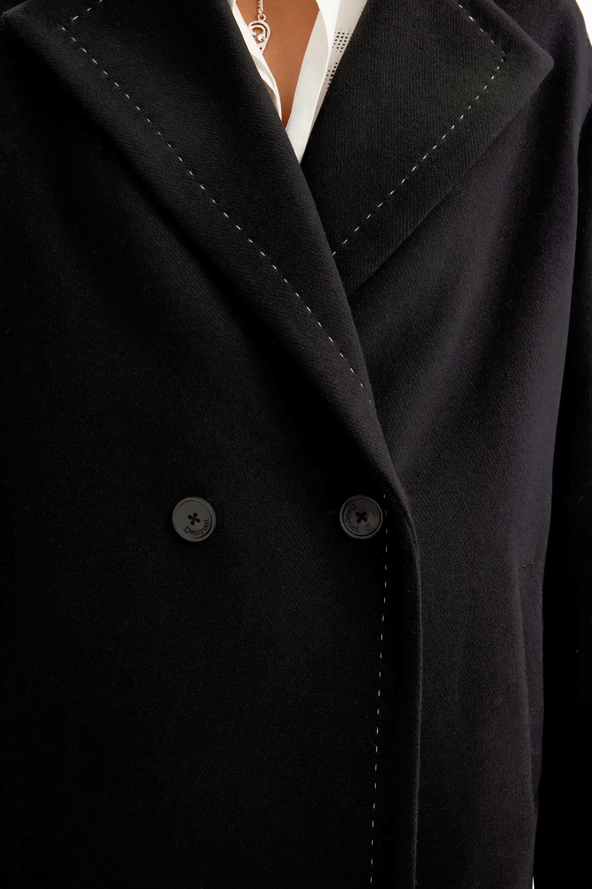 Manteau laine surpiqûres