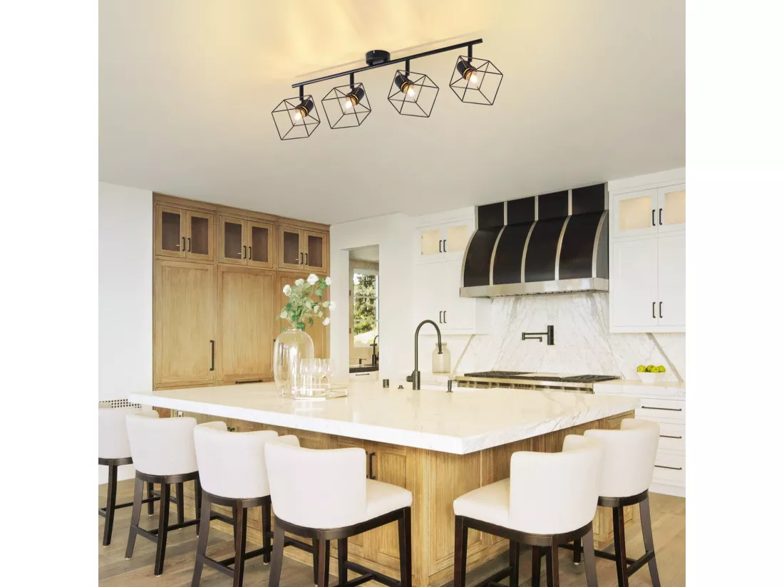 NETTLIFE Spot de plafond noir E14 plafonnier orientable à 350° vintage métal salon orientable sans ampoule