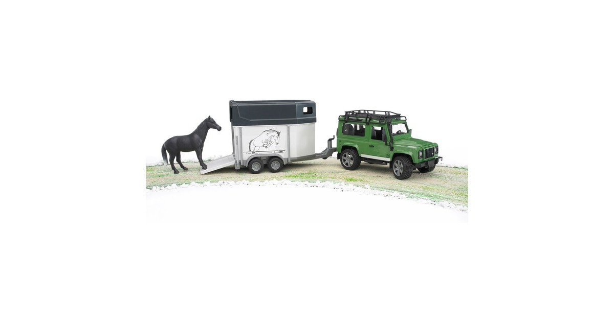 bruderLand Rover Defender met paardentrailer Modelvoertuig  (02592)