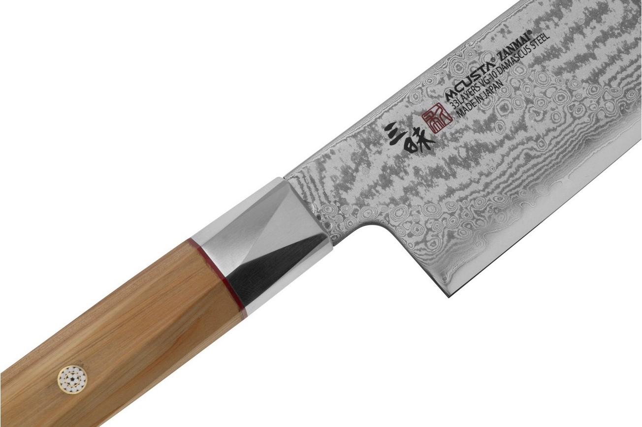 Mcusta Zanmai Gyuto ZBX2-3005DS, 33-Layer Damascus/VG10, Hinoki Handle, Knivesandtools Exclusive, koksmes, 21 cm