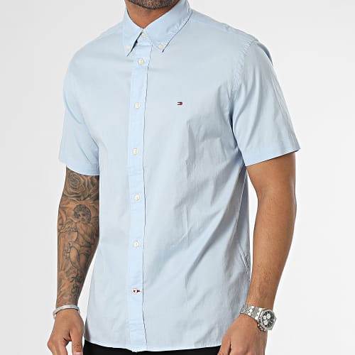 Chemise Manches Courtes Flex Poplin 1382 Bleu Clair
