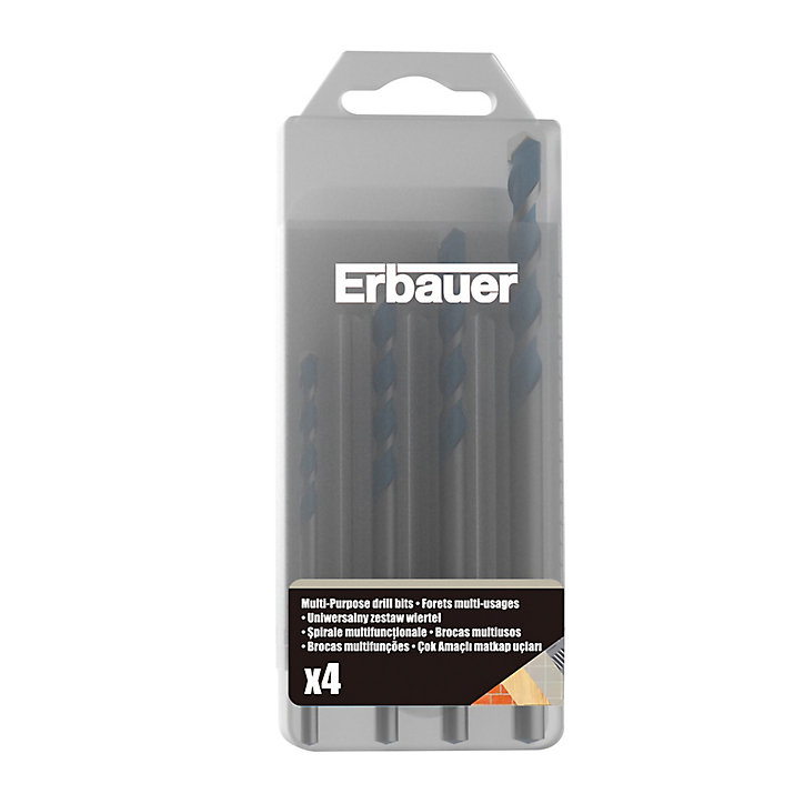 Foret Erbauer ERBPTA-4MP pour maçonnerie, métal, plastique et bois, 4 pièces
