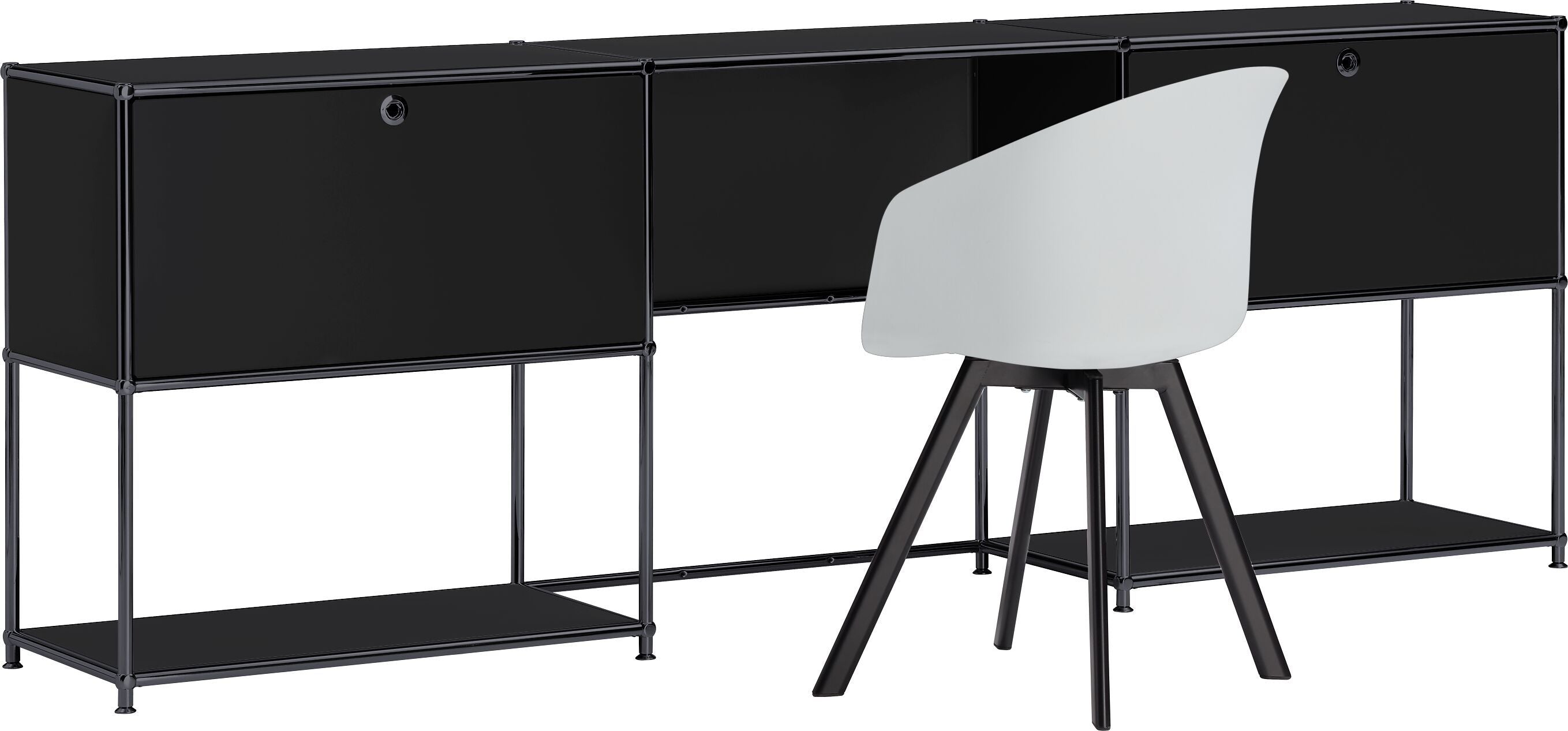 FLEXCUBE Schreibtisch - Schwarz / B: 228.0 cm x T: 40.0 cm x H: 80.0 cm