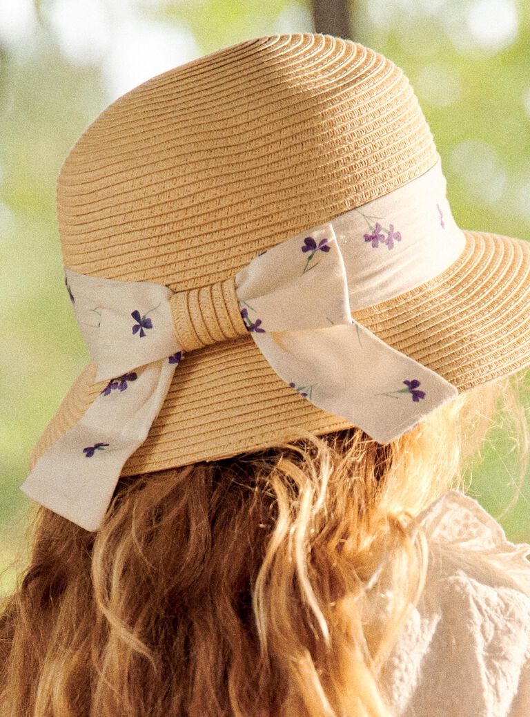 Chapeau de paille souple à bande fleuries