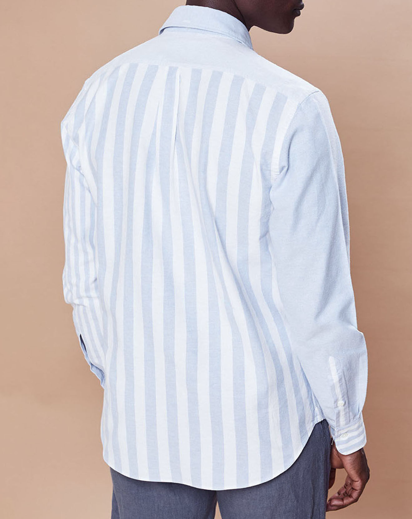 Hartford Chemise Regular Fit Pitt patchwork à rayures bleue