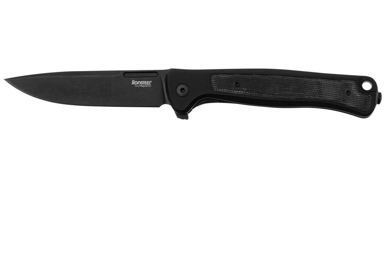 LionSteel Skinny Solid SK01A BB Black Aluminium Black Canvas Micarta inlay, Blackwashed zakmes, Molletta design