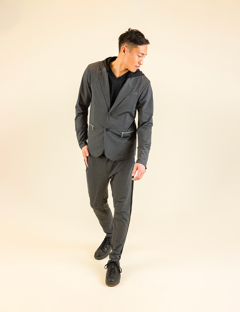 HBT URBAN | ANDY CAPUCHE VESTE HOMME GRIS CHINÉ/NOIR
