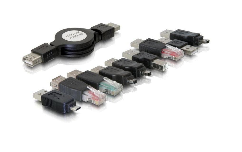 USB 2.0 Adapter 10-teilig, inkl. TascheAdapterkit mit den wichtigsten Anschlüssen