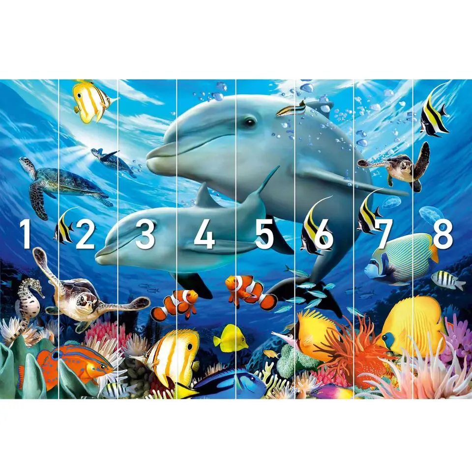 Fotobehang Diep in de zee - 260x384cm - Blauw