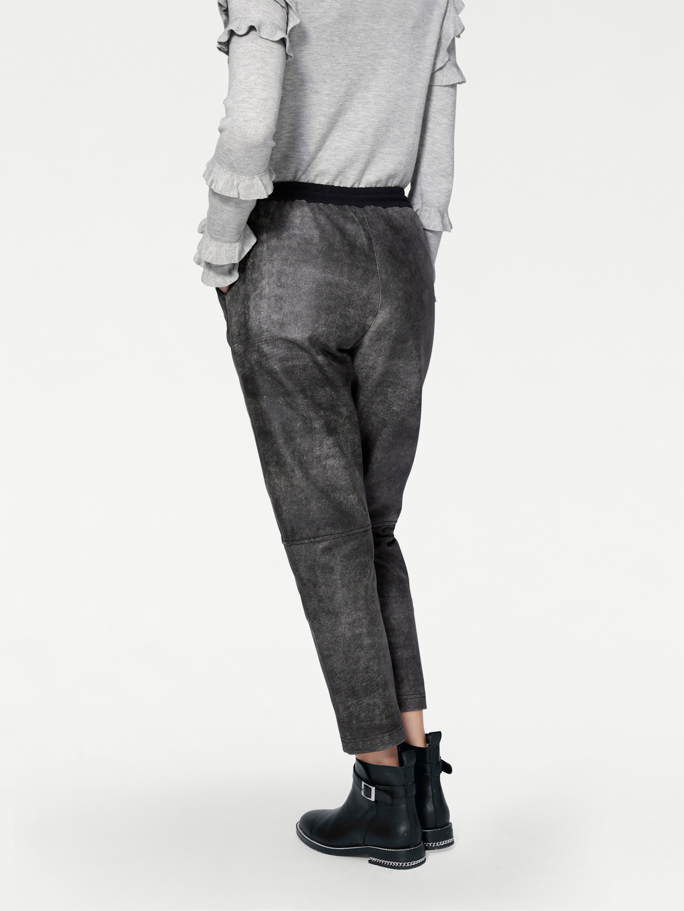 heine Leder-Jogpants in grau