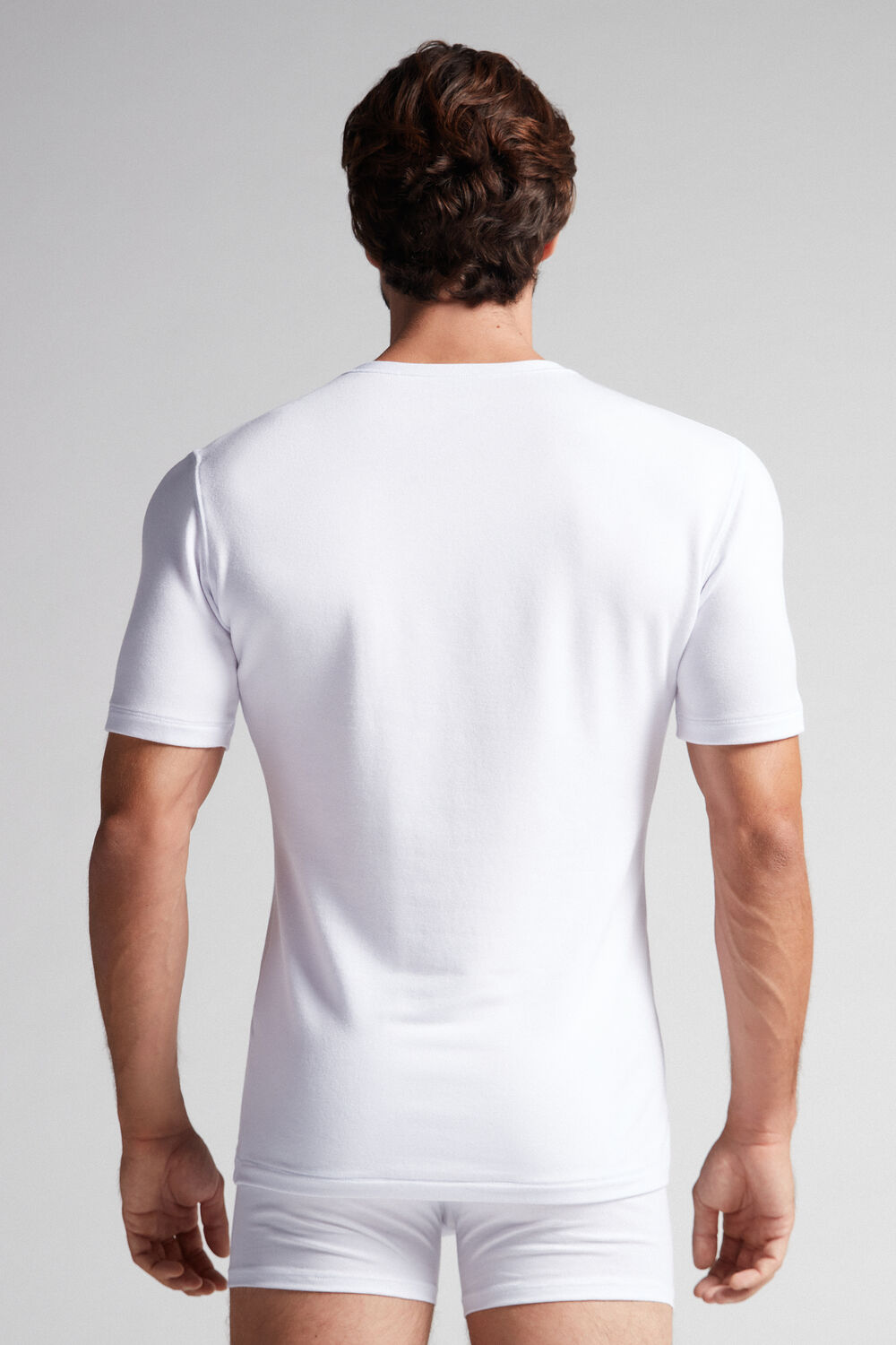 Blusa de manga curta em modal e cashmere