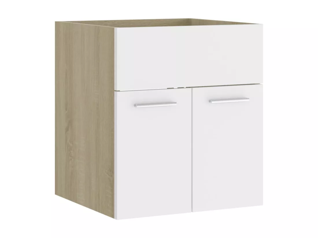 Armoire d'évier Blanc et chêne sonoma Bois d’ingénierie