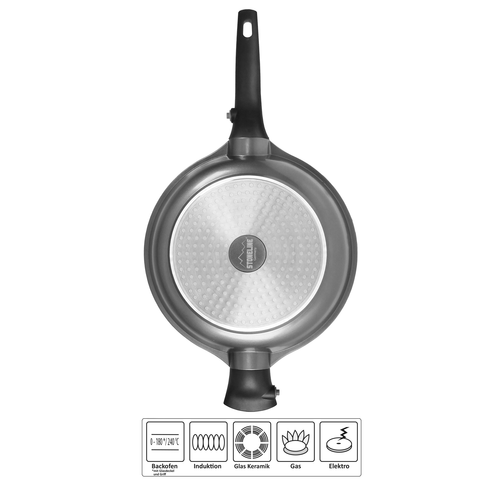 STONELINE® Imagination PLUS Schmorpfanne 28 cm, mit abnehmbaren Griffen, mit Glasdeckel