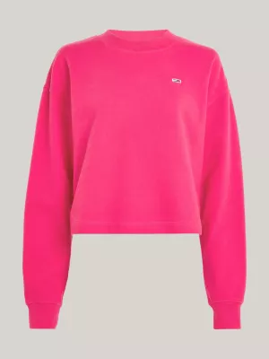 Moletom cropped de modelagem relaxada com apliques tonais