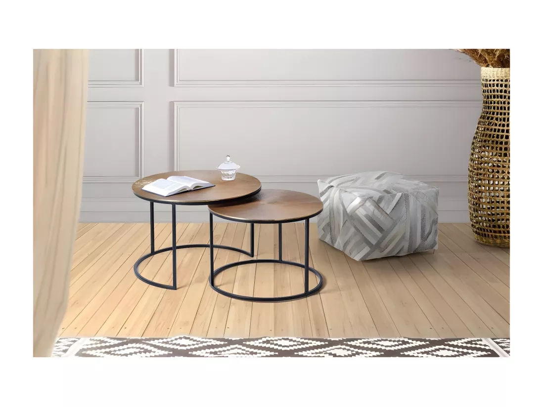 Table basse plateau bronze et pieds métal bronze Gris / plata.Giner y Colomer.