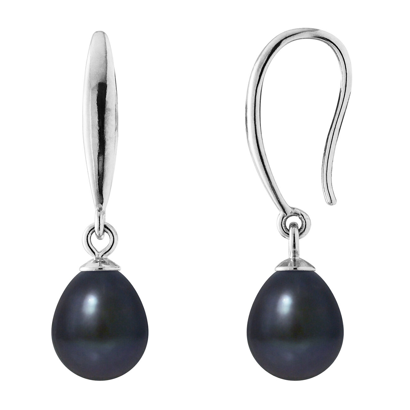 Mitzuko Boucles d'oreilles Argent Perles d'Eau Douce noires