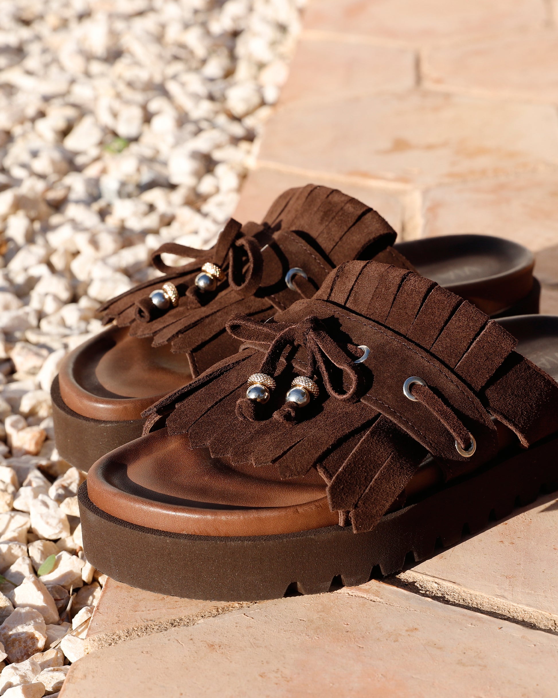 VIA VAI bruine slippers Rae Laila