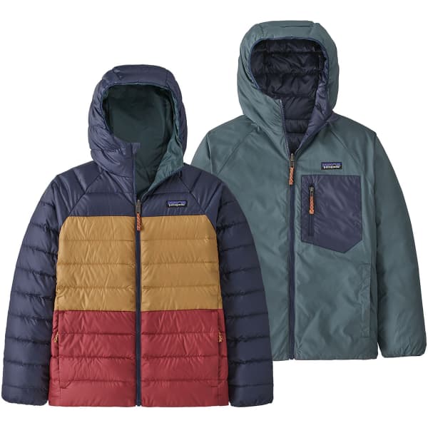 Doudoune ski PATAGONIA K'S REVERSIBLE DOWN SWEATER HOODY NOUVEAU GREEN