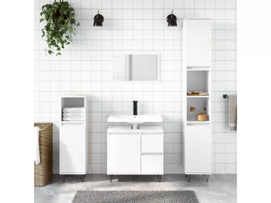 Armoire de salle de bain blanc brillant 65x33x60 cm