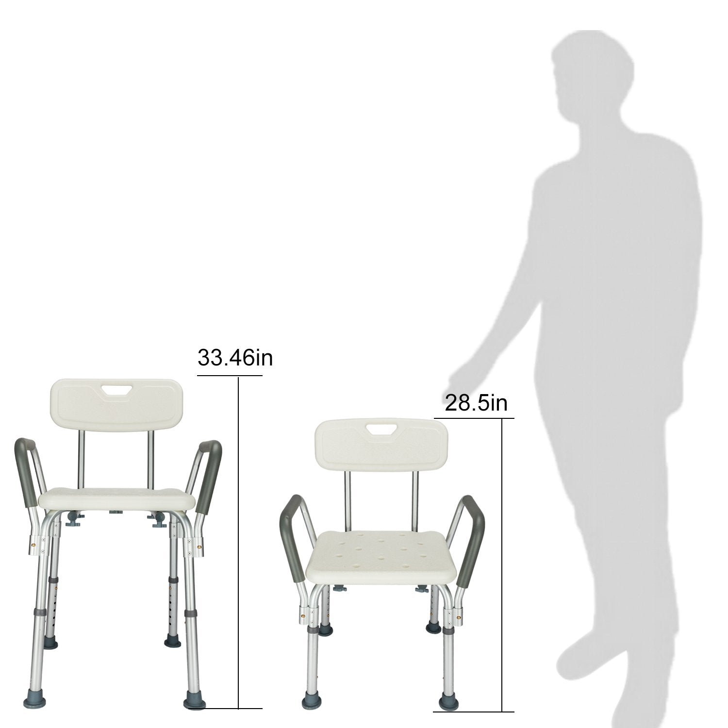 450lbs Shower Chair Bath Chair With Safety Steel Fram No-Slip Adjustable Bathroom Bathtub Chair With Durable Back and Arms