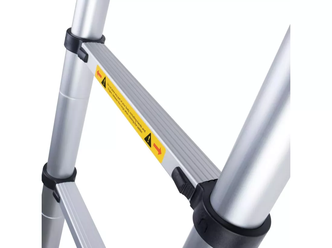 Échelle télescopique de 3,8 m en Aluminium - Droite Multi-Fonction Ladder - 13 barreaux - avec Pieds Antidérapants - Charge Max 150kg