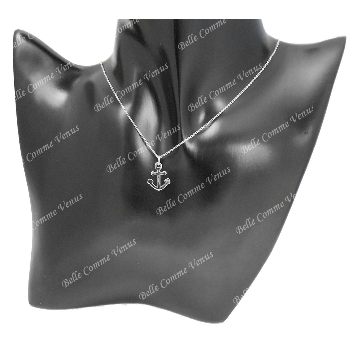 Collier petite ancre marine Argent 925 Rhodié