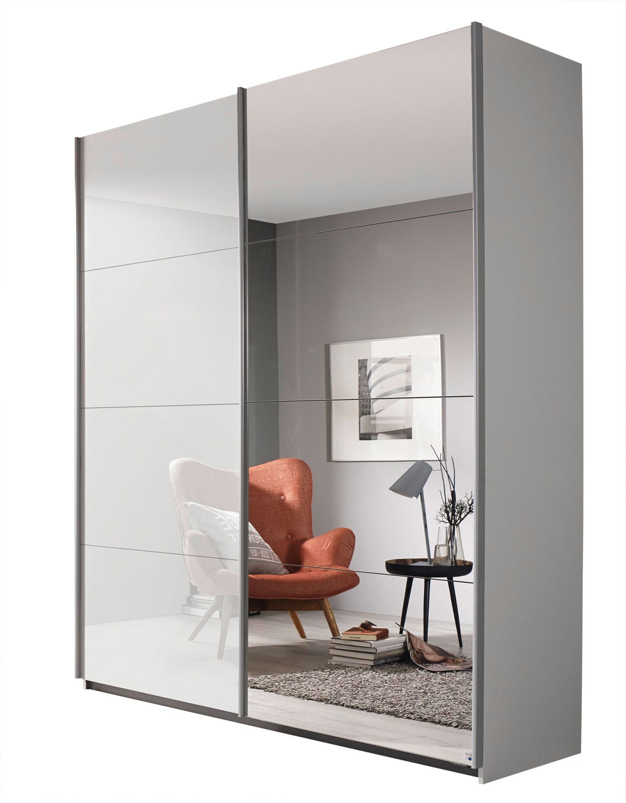 Kleiderschrank MENDOZA 181 x 197 cm Alpinweiß/ HG weiß