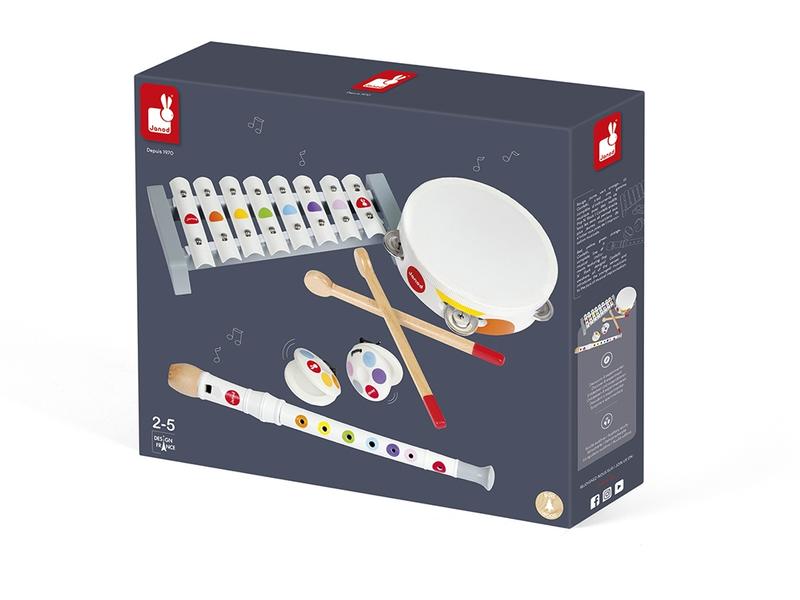 Janod Musikinstrument Musik-Set Konfetti 4-teilig Spielzeuginstrumente für Kinder