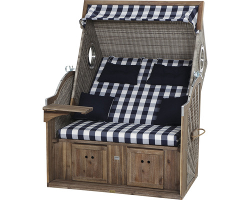 deVries Greenline 135+ strandstoel, stof 743, 130 x 80 cm, half-liggend, blauw