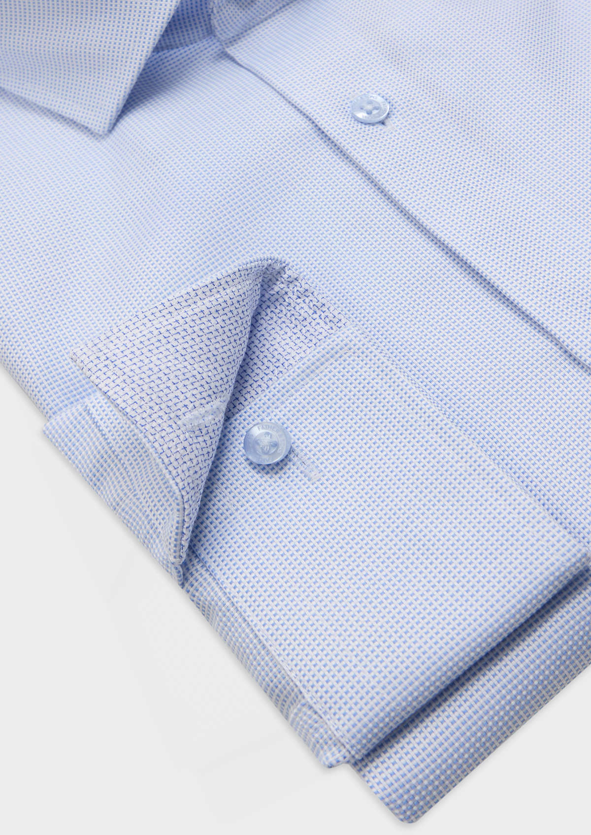Chemise habillée non-iron Slim en coton Jacquard blanc à motif fantaisie bleu ciel