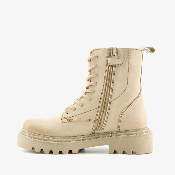 Groot leren meisjes veterboots beige