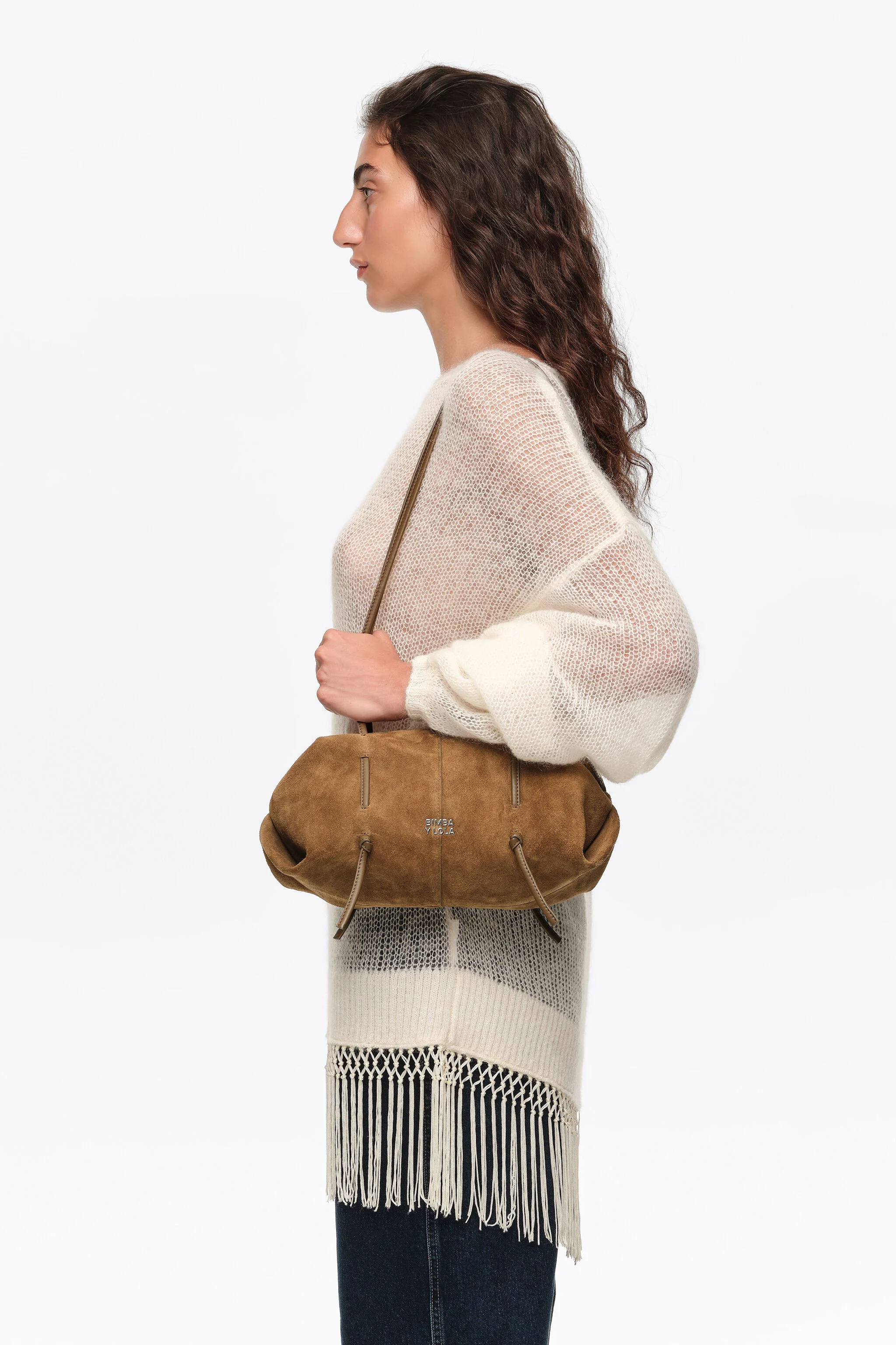 Bolsa Lolita de camurça verde-oliva